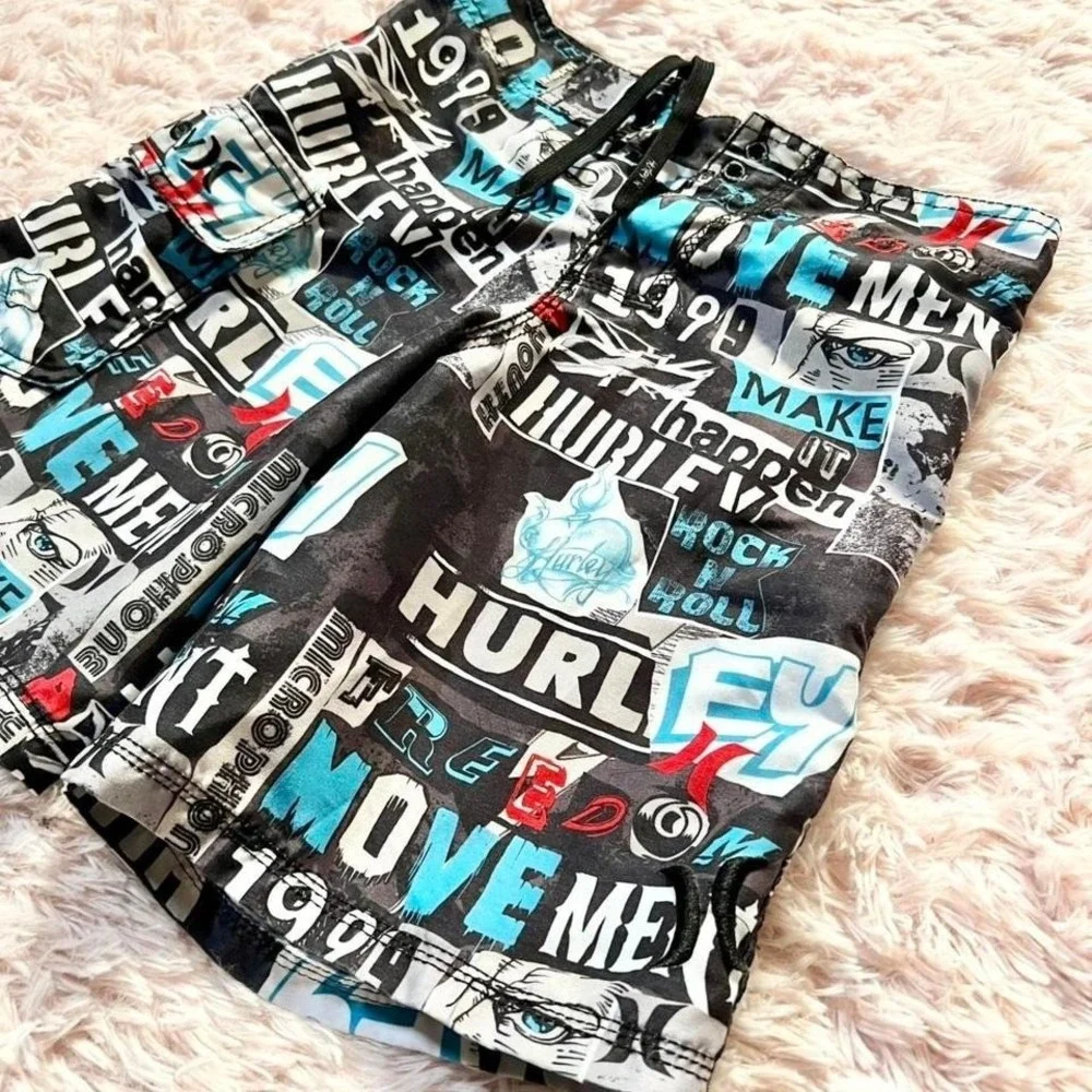 Hurley Graffiti Graphic 90s Grunge‎ Beachy Surfer PopPunk Men's Board Shorts